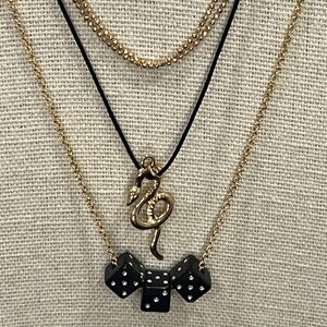 NWT 3 Elegant Gold and Black Layering Necklaces